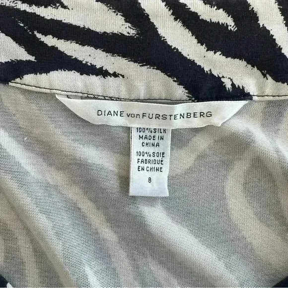 Diane Von Furstenberg DVF Zebra Midi Dress Black White Size 8 - Picture 10 of 12